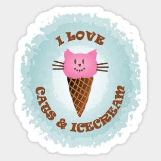 I love cats and icecream! Sticker